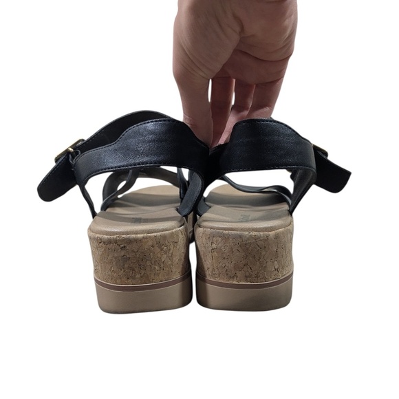 Dr. Scholl’s “Once Twice” Black Platform Cork Sandals Size 10 - Picture 4 of 5